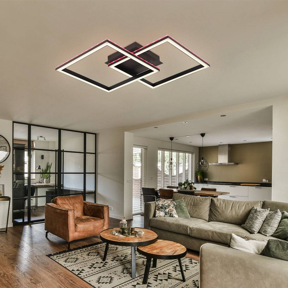 LED Deckenleuchte Schlafzimmerleuchte Wohnzimmerlampe Designleuchte, Dimmbar RGB Fernbedienung Timer, 40W 2500lm 2700-6500K warmweiß-kaltweiß, L 44