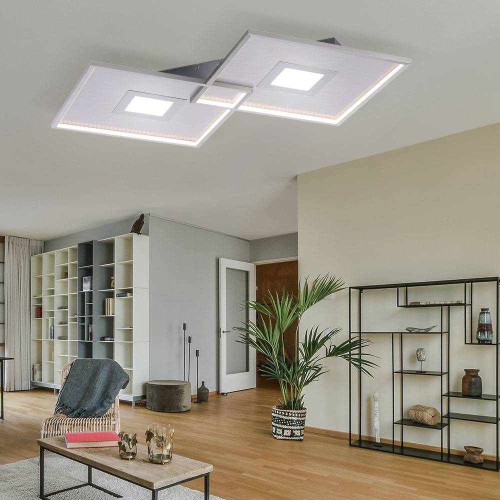 Deckenlampe Fernbedienung Schlafzimmerlampe dimmbar LED Deckenleuchte, CCT-Schaltung Memory, LED 49W 2400lm warmweiß-neutralweiß, LxBxH 96x56,6x6 cm