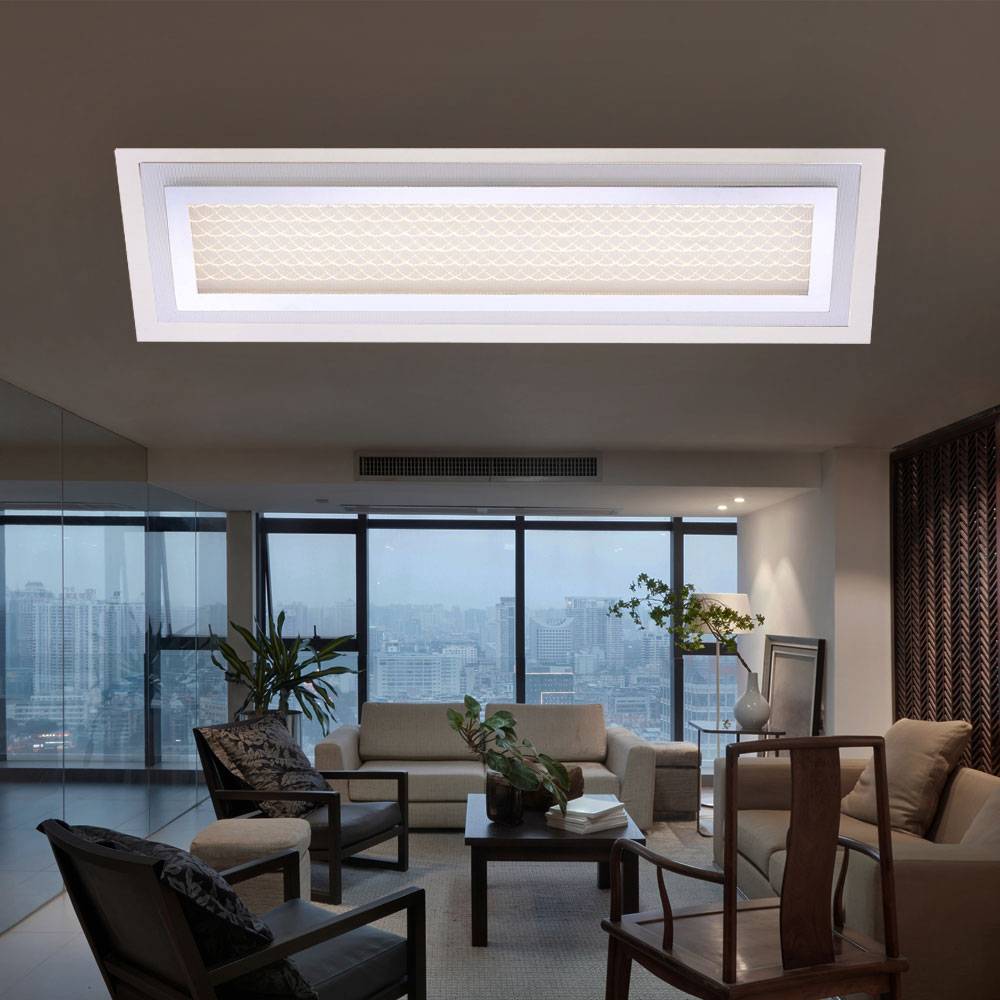 Deckenlampe LED Schlafzimmerlampe modern Deckenleuchte Wohnzimmer, Acrylscheibe Glasschirm, Alu chrom, LED 21,7W 500lm 3000K warmweiß, LxBxH