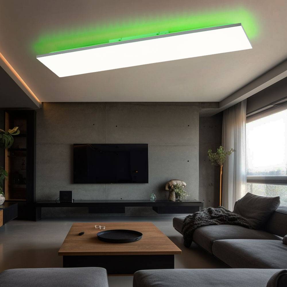 Deckenlampe dimmbar Wohnzimmerleuchte LED Deckenpanel Schlafzimmer Fernbedienung, CCT Backlight Timer Memory, RGB LED 35W 2350lm 2700-5000K, LxBxH