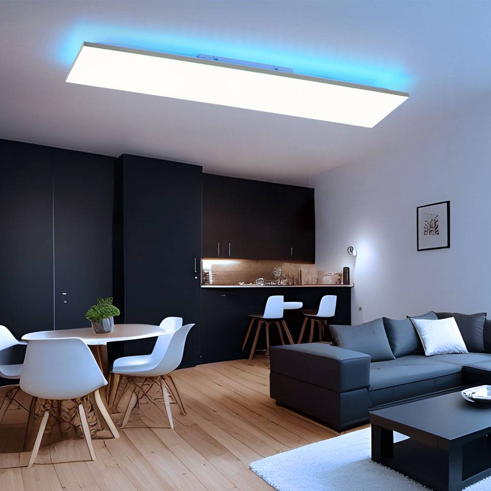 Deckenlampe dimmbar Wohnzimmerleuchte LED Deckenpanel Schlafzimmer Fernbedienung, CCT Backlight Timer Memory, RGB LED 35W 2350lm 2700-5000K, LxBxH