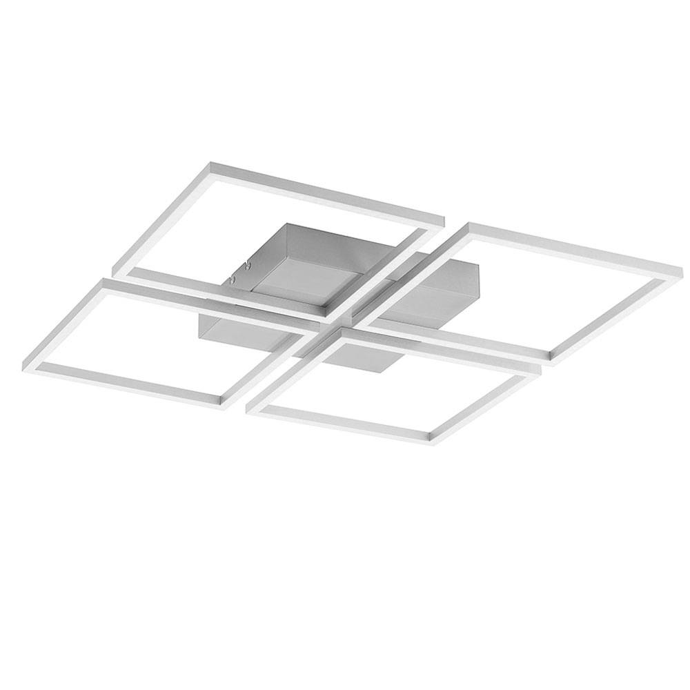 LED Deckenlampe Wohnzimmer Deckenleuchte dimmbar mit Lichtschalter Schlafzimmerlampe, stahlfarben, 31W 1900lm warmweiß, LxH 52,5 x 5,3 cm