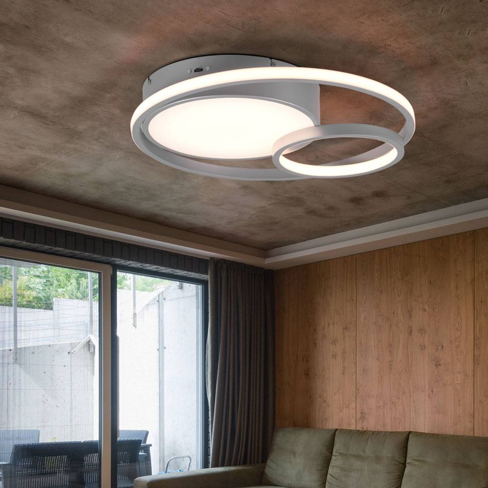 Deckenlampe dimmbar über Lichtschalter LED Deckenleuchte Schlafzimmer, einstellbare Lichtfarbe, titanfarbig, 28W 3200lm warmweiß-neutralweiß, DxH