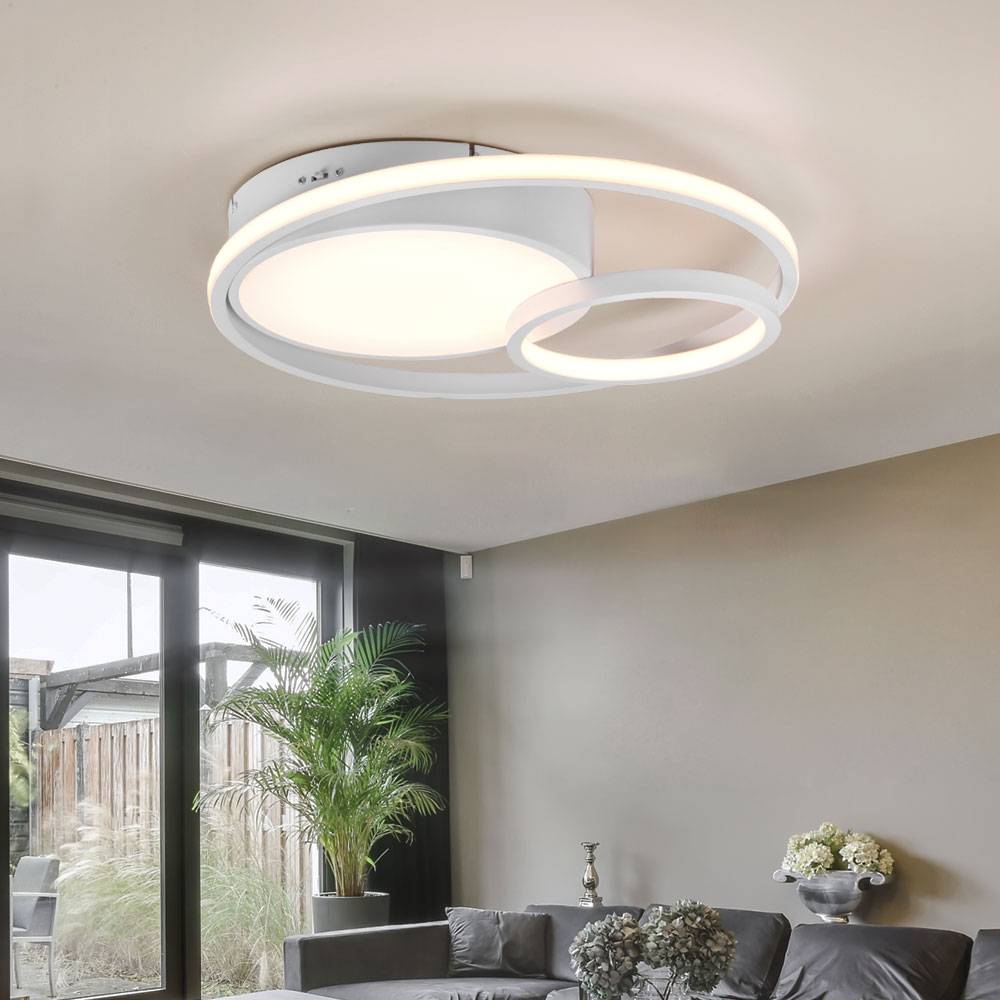 Deckenlampe dimmbar über Lichtschalter LED Deckenleuchte Schlafzimmer, einstellbare Lichtfarbe, weiß, 28W 3200lm warmweiß-neutralweiß, DxH 48x9 cm