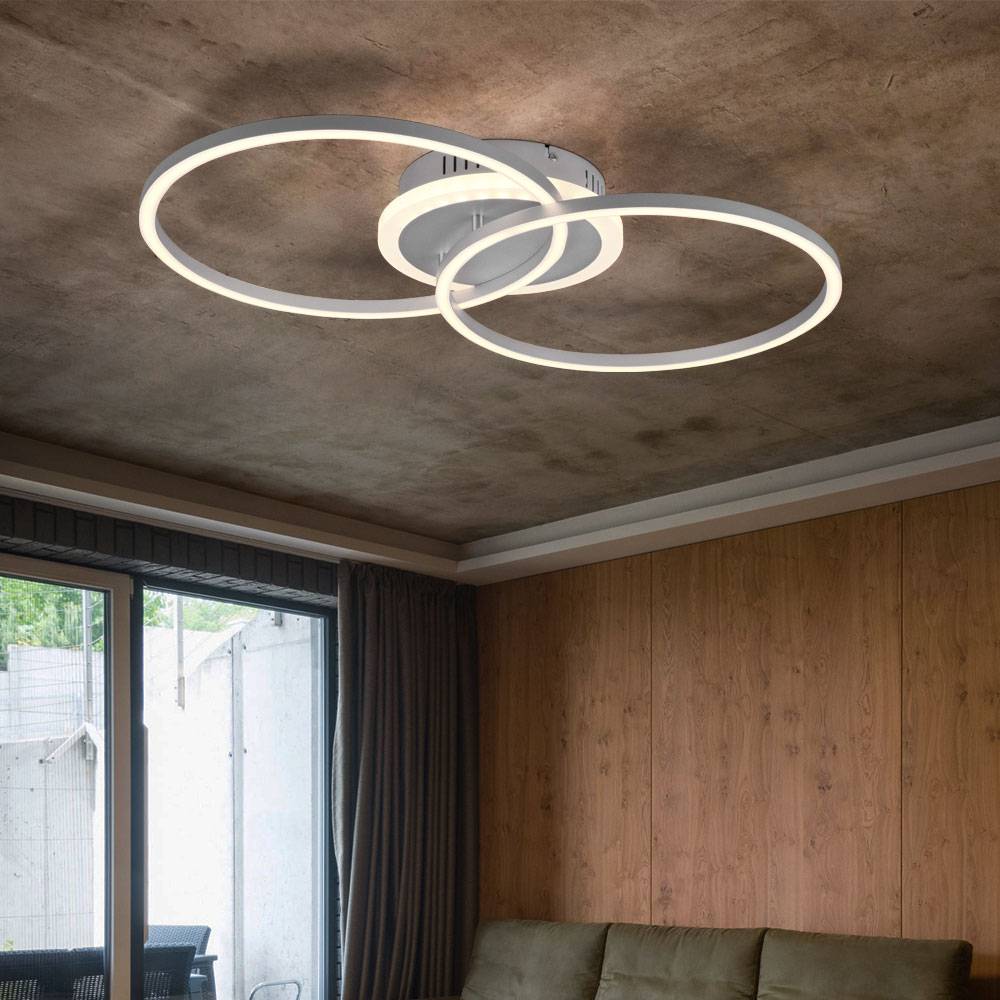 Deckenlampe LED Deckenleuchte Fernbedienung dimmbar mit RGB Farbwechsler Wohnzimmer, Metall, RGB LED 30W 3350Lm 3000K, LxBxH 60x35x8 cm