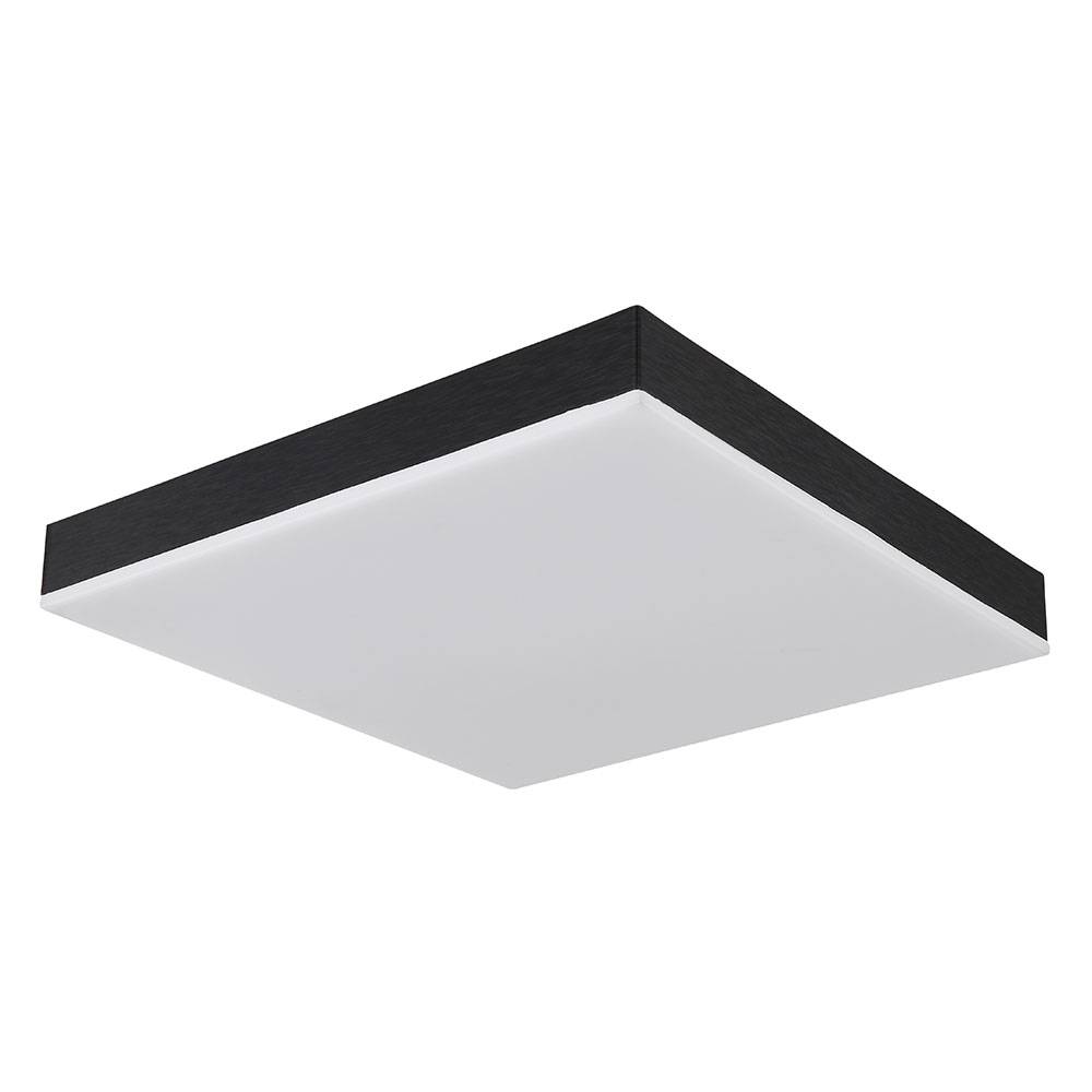 Deckenleuchte Wohnzimmerlampe Deckenlampe Esszimmerleuchte Bürolampe quadratisch, Metall schwarz Acryl weiß Kunststoff, 1x LED 1200Lm 3000K warmwei