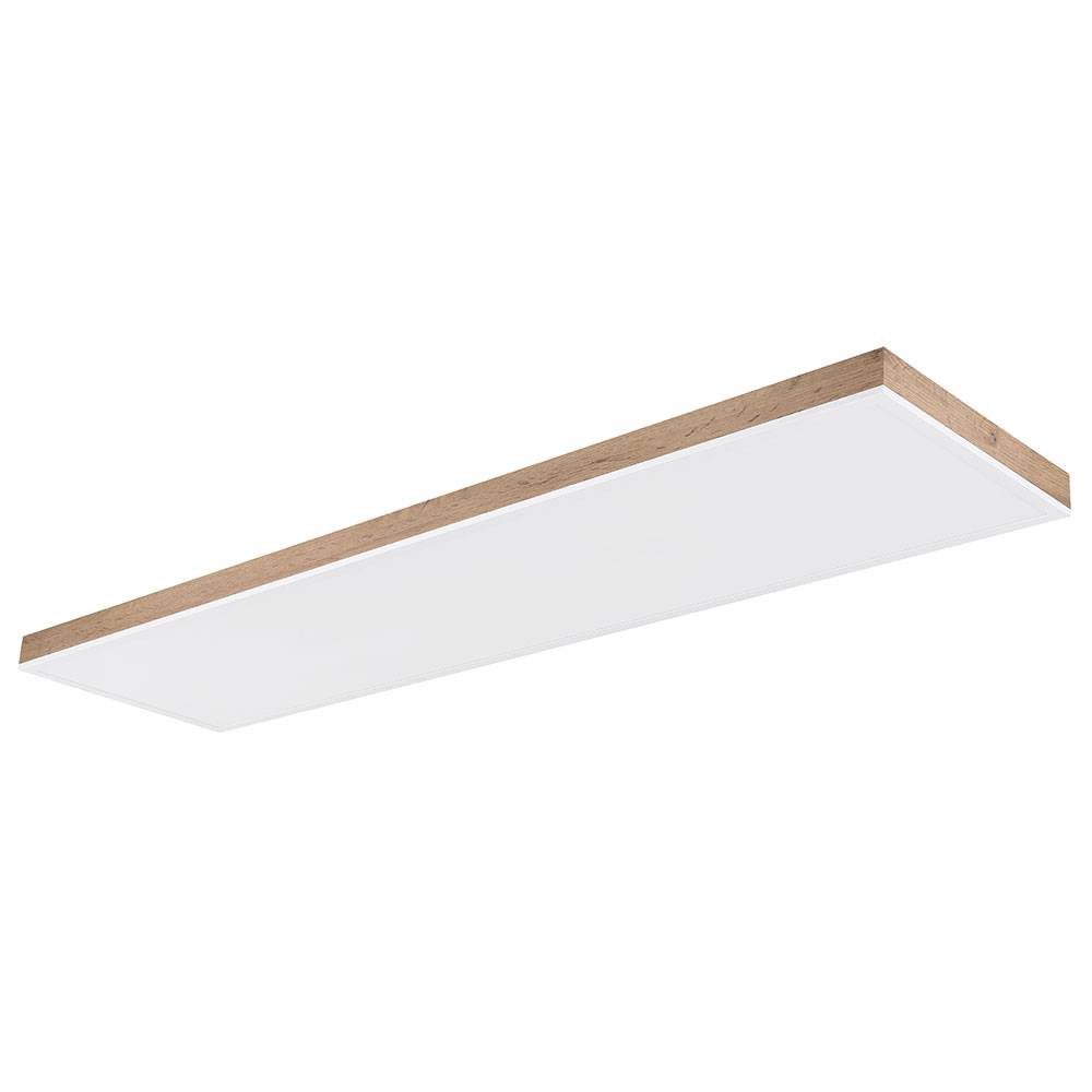 LED Deckenlampe Wohnzimmerleuchte Deckenleuchte Esszimmerleuchte, Alu Kunststoff Holzoptik weiß MDF, Fernbedienung dimmbar CCT Memory/-Nachtlicht