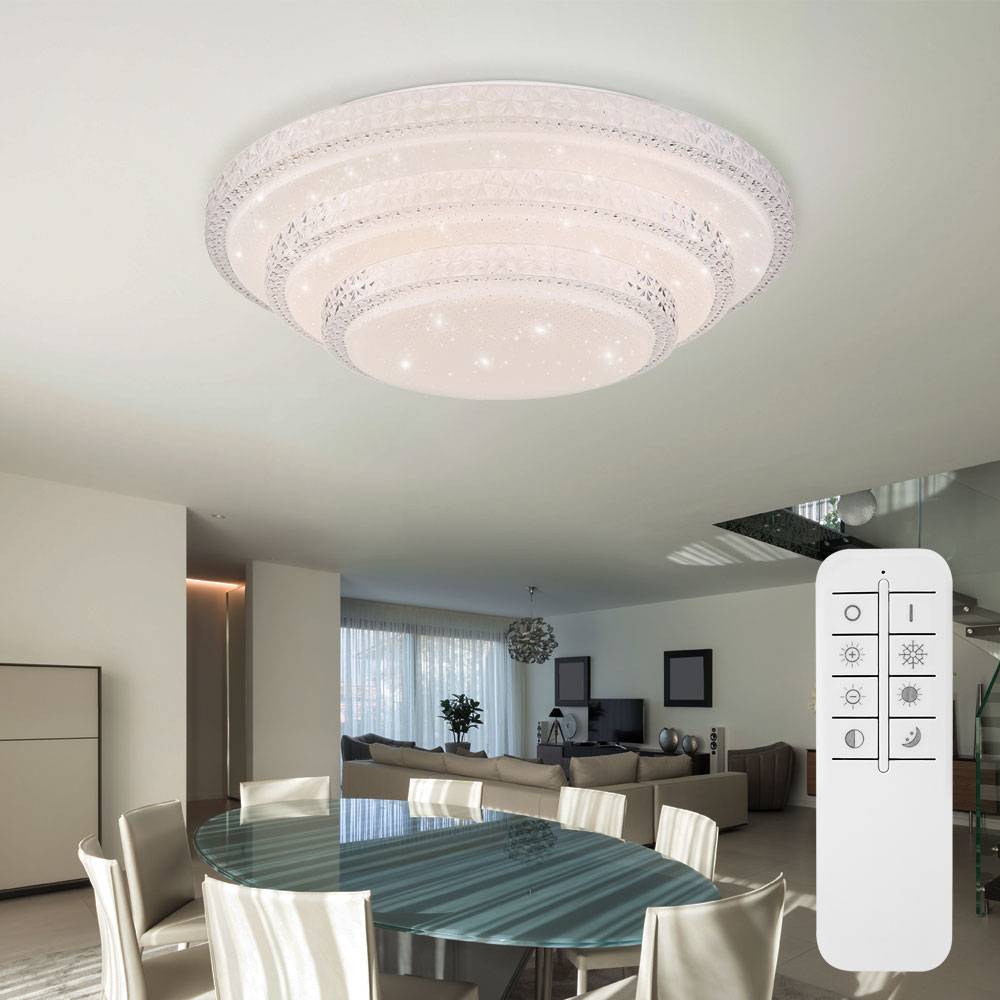 Deckenlampe dimmbar mit Fernbedienung, Smart LED Deckenleuchte, App-Sprachsteuerung, Nachtlichtfunktion, 30W 2300lm warmweiß- kaltweiß, DxH 49,5 x
