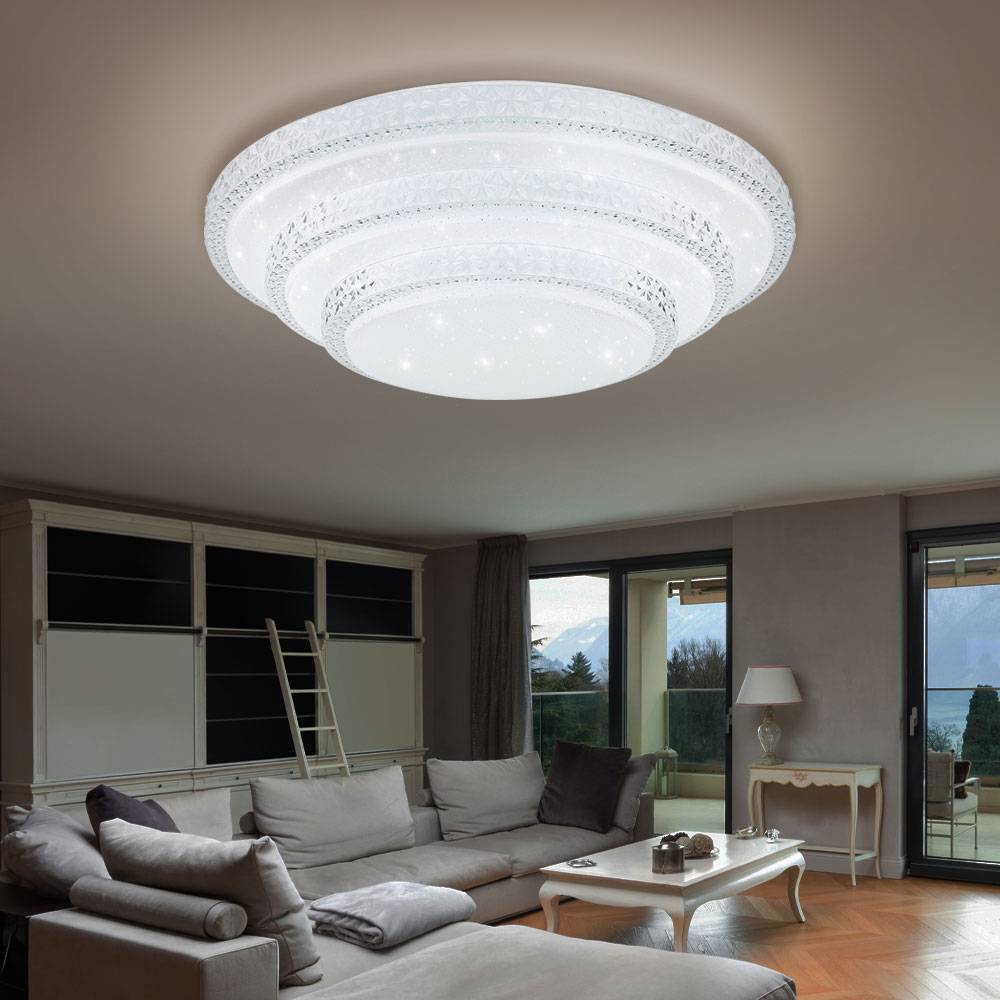 Deckenlampe dimmbar mit Fernbedienung, Smart LED Deckenleuchte, App-Sprachsteuerung, Nachtlichtfunktion, 30W 2300lm warmweiß- kaltweiß, DxH 49,5 x