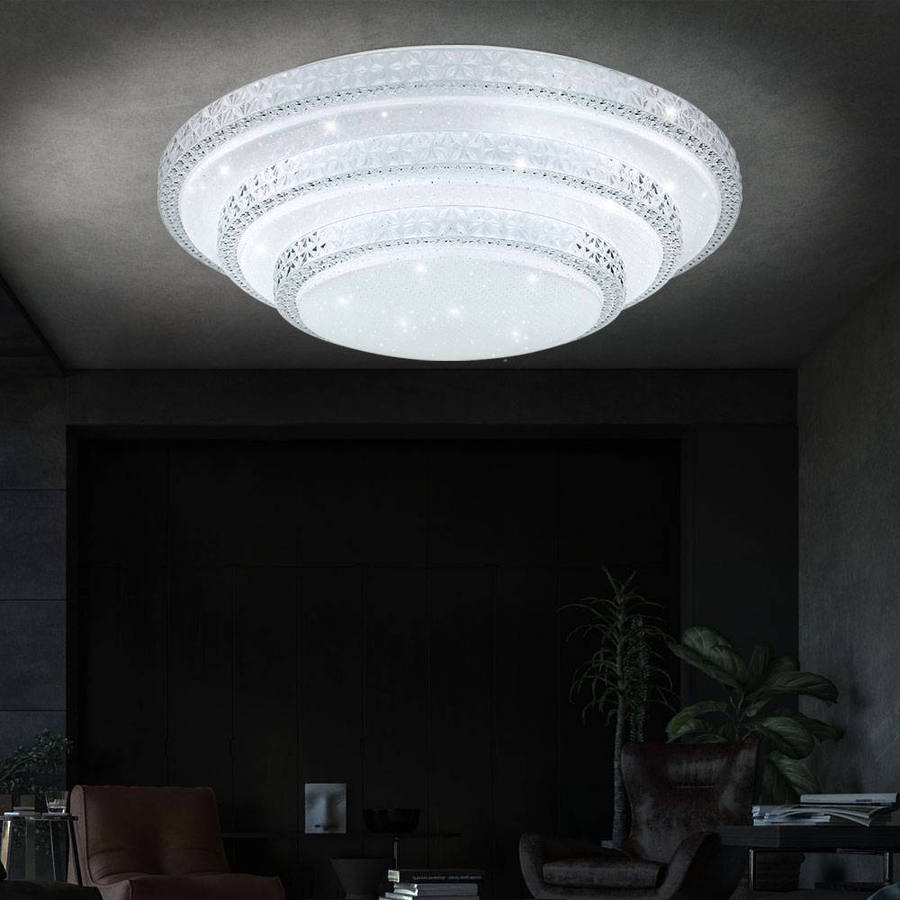 Deckenlampe dimmbar mit Fernbedienung, Smart LED Deckenleuchte, App-Sprachsteuerung, Nachtlichtfunktion, 30W 2300lm warmweiß- kaltweiß, DxH 49,5 x