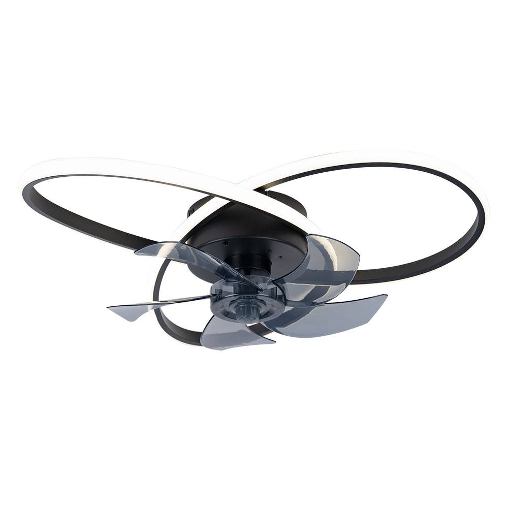 LED Deckenlampe Designleuchte Wohnzimmerleuchte Tageslichtlampe schwarz, dimmbar Ventilator Rechts/Linkslauf Fernbedienung CCT, 37