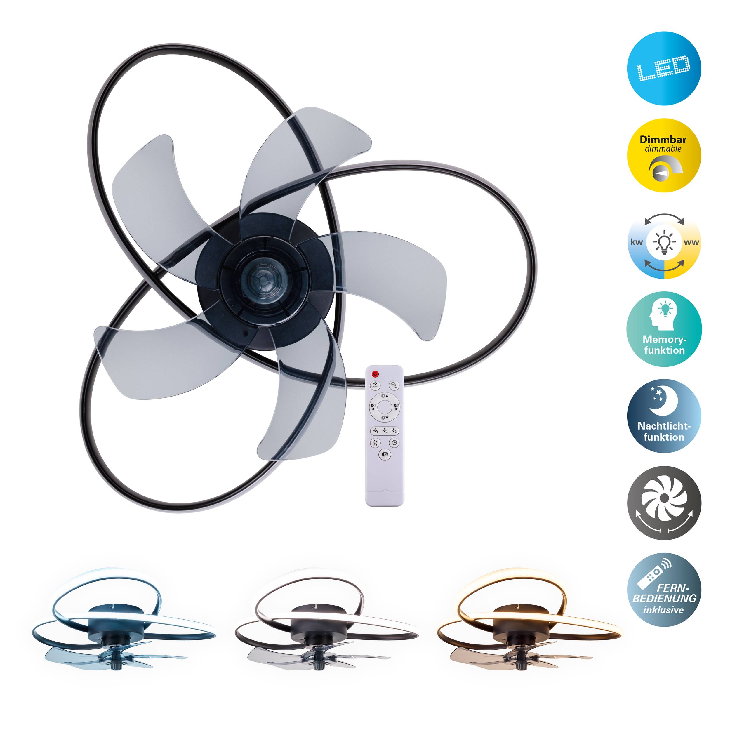 LED Deckenleuchte "RICCIO" inkl. Ventilator