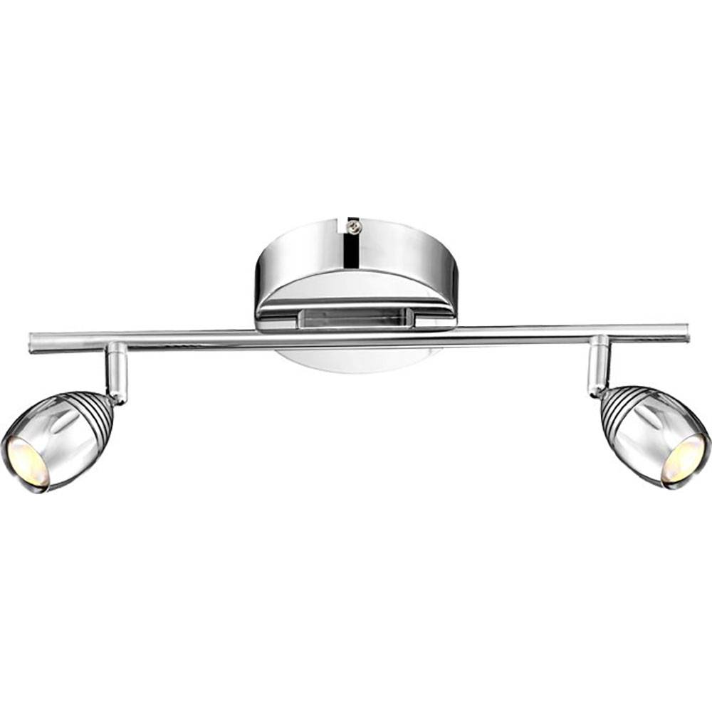 Deckenstrahler 2 flammig LED Deckenlampe Chrom Wohnzimmerlampe silber, Chrom Spots verstellbar, 2x 5W 400lm warmweiß, LxB 38 x 13 cm