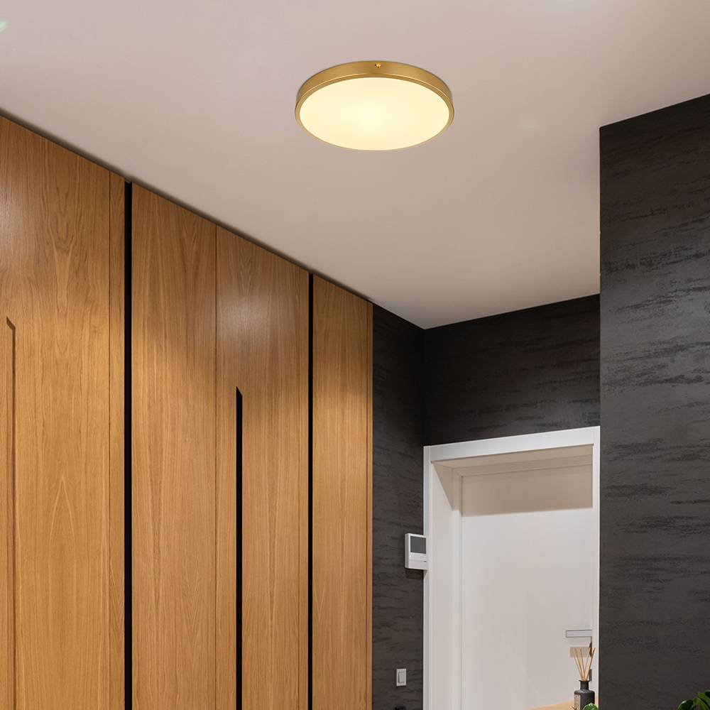 LED Deckenleuchte Deckenlampe Wohnzimmerlampe Esszimmerleuchte rund, Metall Messing Kunststoff, 22W 1800lm warmweiß 3000K, D 35 cm