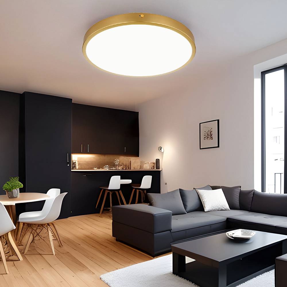 LED Deckenleuchte Deckenlampe Wohnzimmerlampe Esszimmerleuchte rund, Metall Messing Kunststoff, 22W 1800lm warmweiß 3000K, D 35 cm