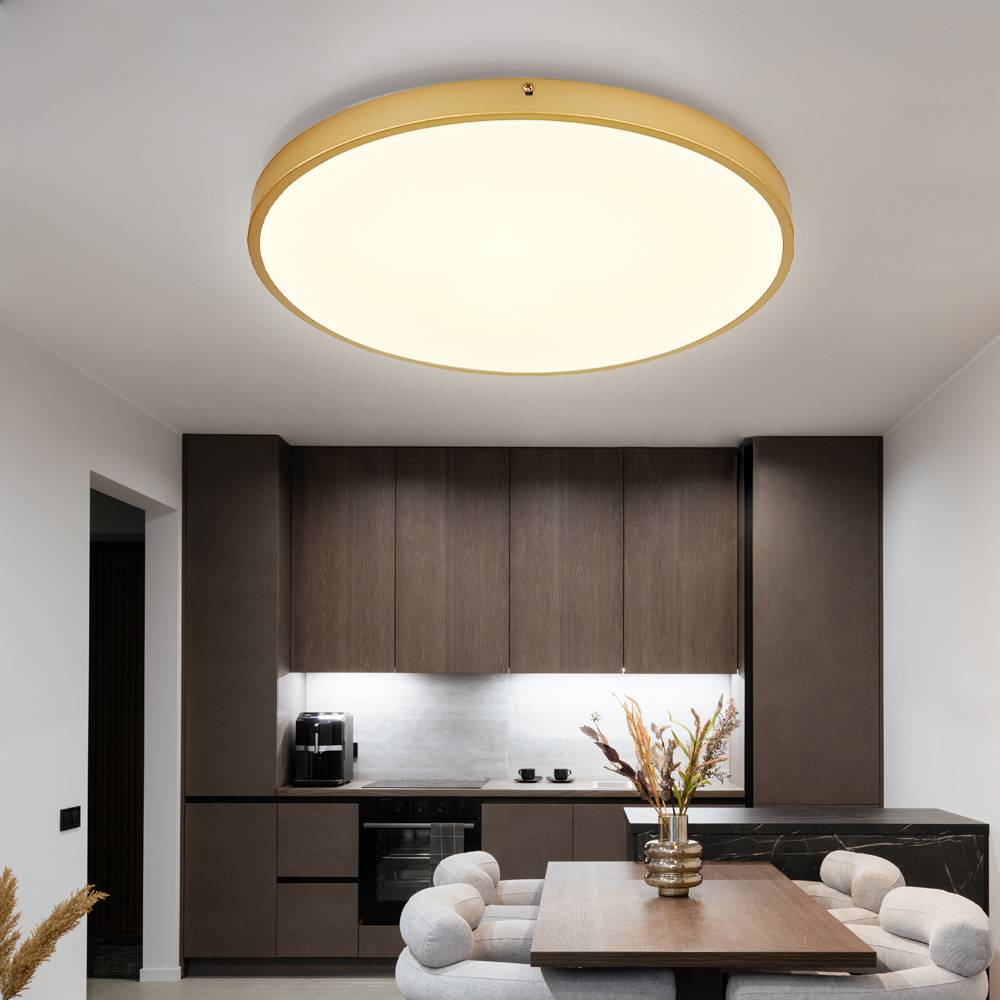 LED Deckenleuchte Wohnzimmerlampe Deckenlampe Esszimmerleuchte Flurlampe, Metall Kunststoff messingfarben, Abstrahlwinkel, 30W 2700lm 3000