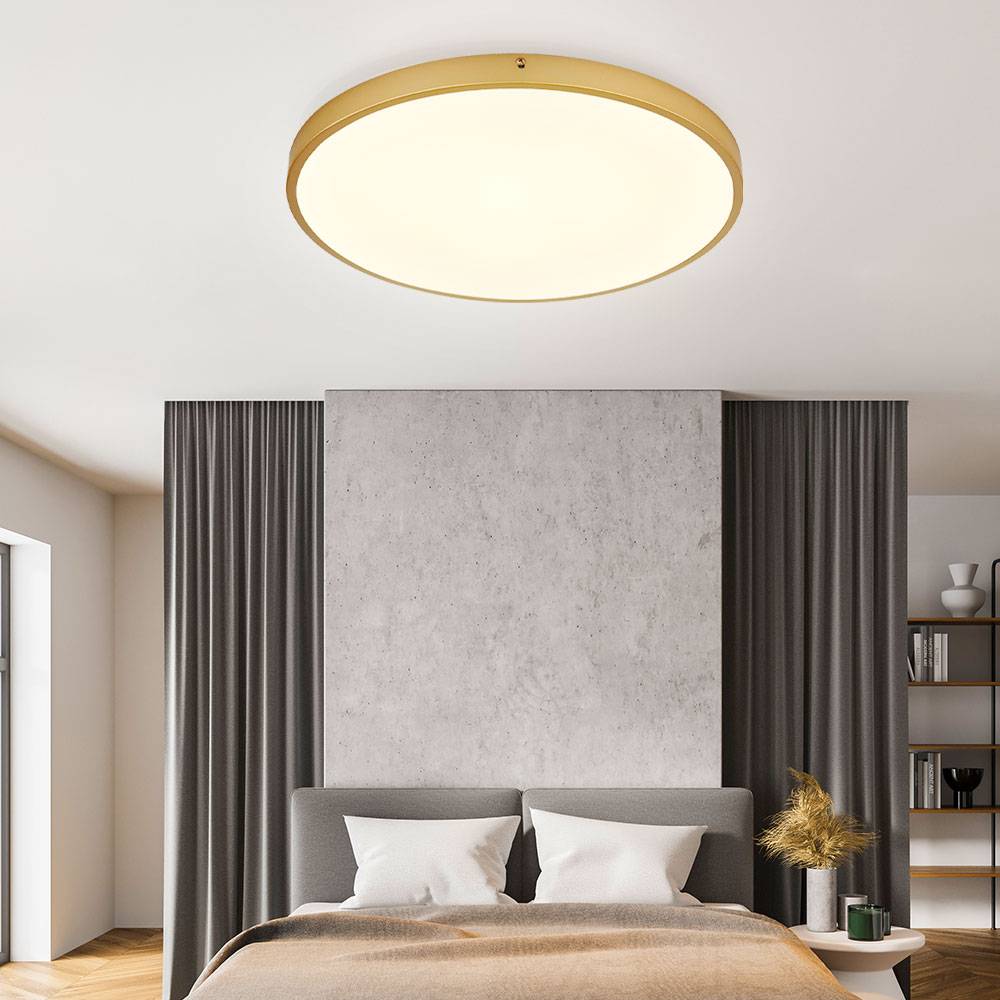 LED Deckenleuchte Wohnzimmerlampe Deckenlampe Esszimmerleuchte Flurlampe, Metall Kunststoff messingfarben, Abstrahlwinkel, 30W 2700lm 3000