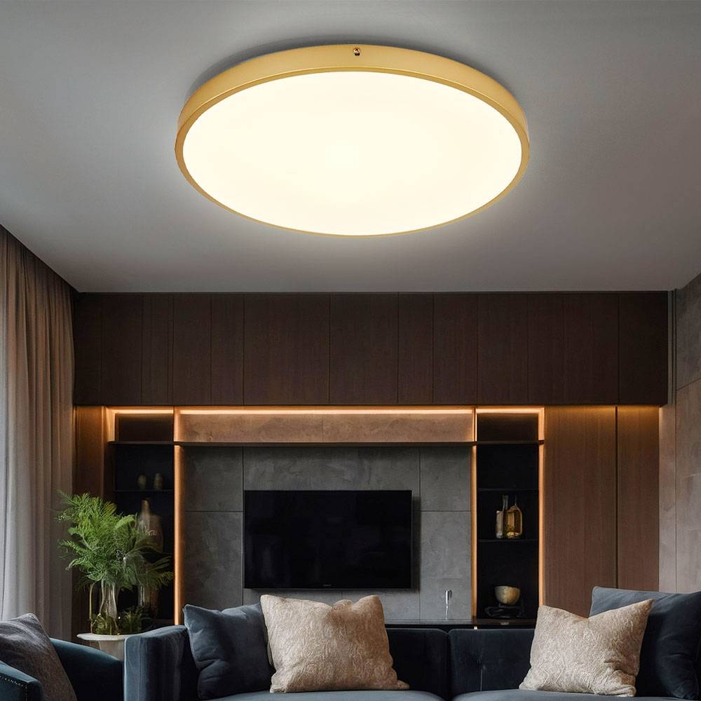 LED Deckenleuchte Wohnzimmerlampe Deckenlampe Esszimmerleuchte Flurlampe, Metall Kunststoff messingfarben, Abstrahlwinkel, 30W 2700lm 3000