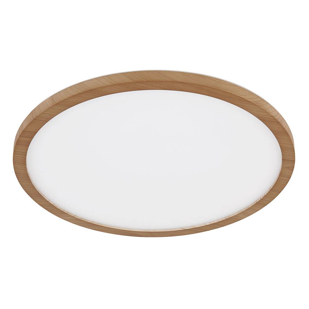 Deckenleuchte Badezimmer Badezimmerleuchte Holzoptik Deckenlampe dimmbar Bad, Backlight, 1x LED 18W 1600Lm warmweiß, DxH 29,4x2,5 cm