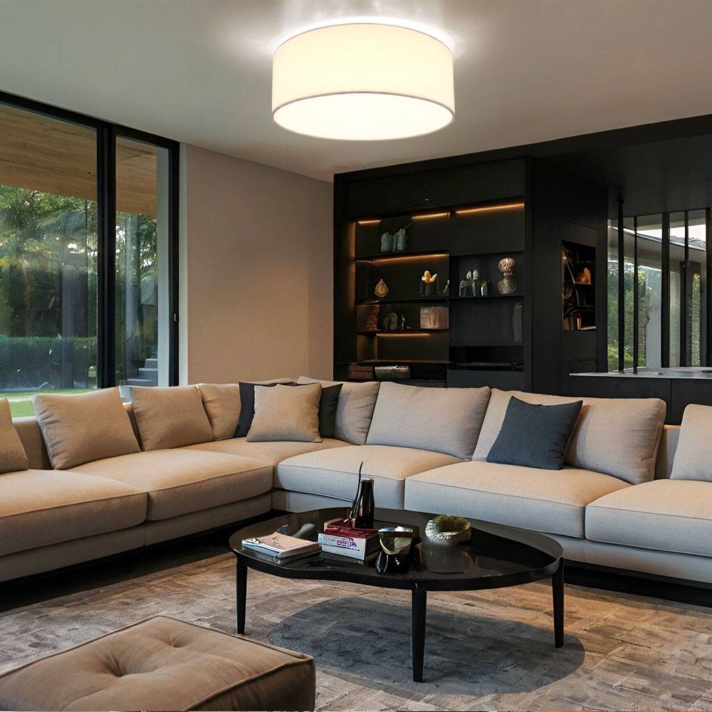 Deckenlampe Deckenleuchte 1 flammig Wohnzimmerleuchte LED Textil, Metall, 1x LED warmweiß, DxH 30x12 cm