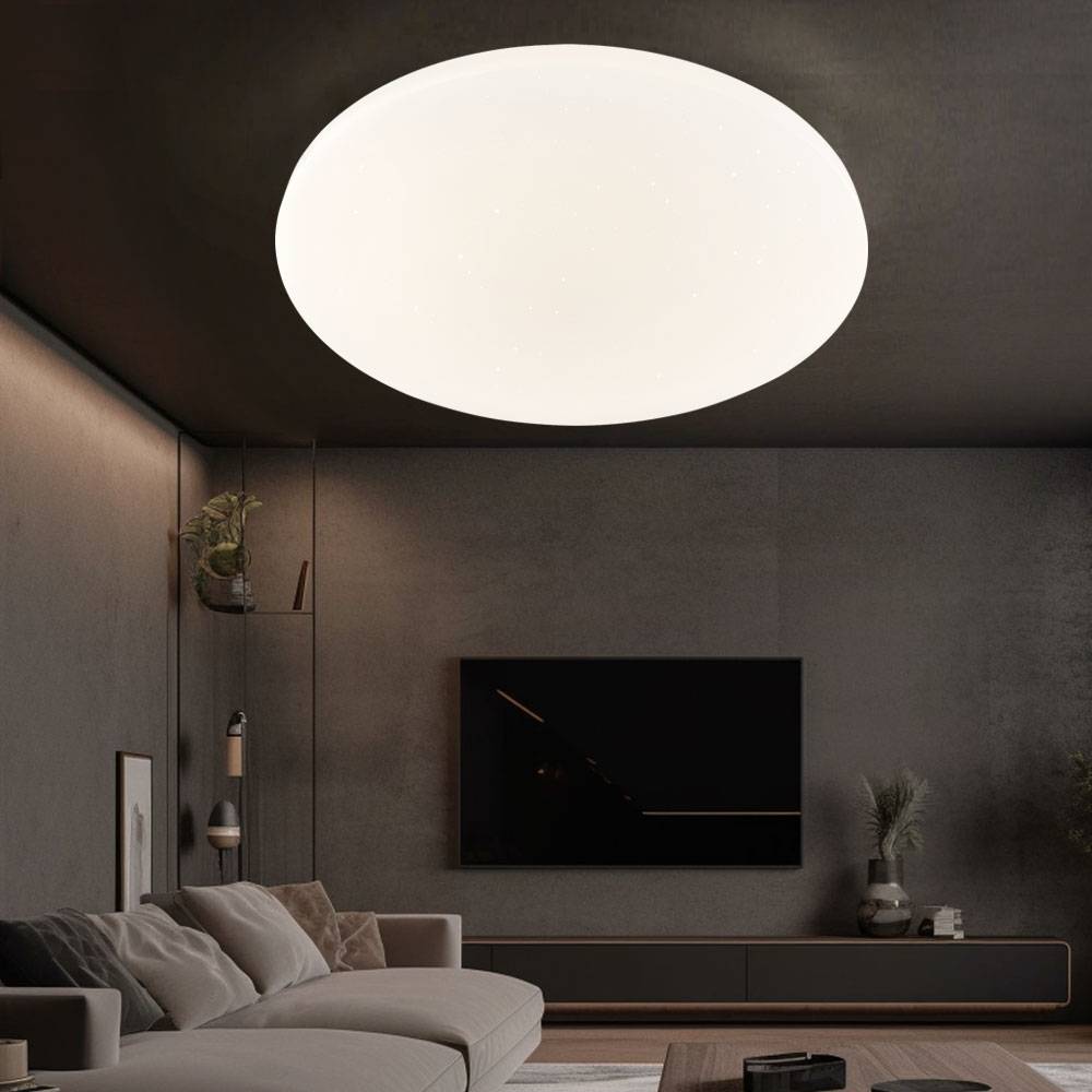 Smart Deckenleuchte Sterneneffekt Deckenlampe mit Fernbedienung LED Wohnzimmerlampe dimmbar, CCT App Steuerung, 30W 2430Lm, DxH 54x7,6 cm