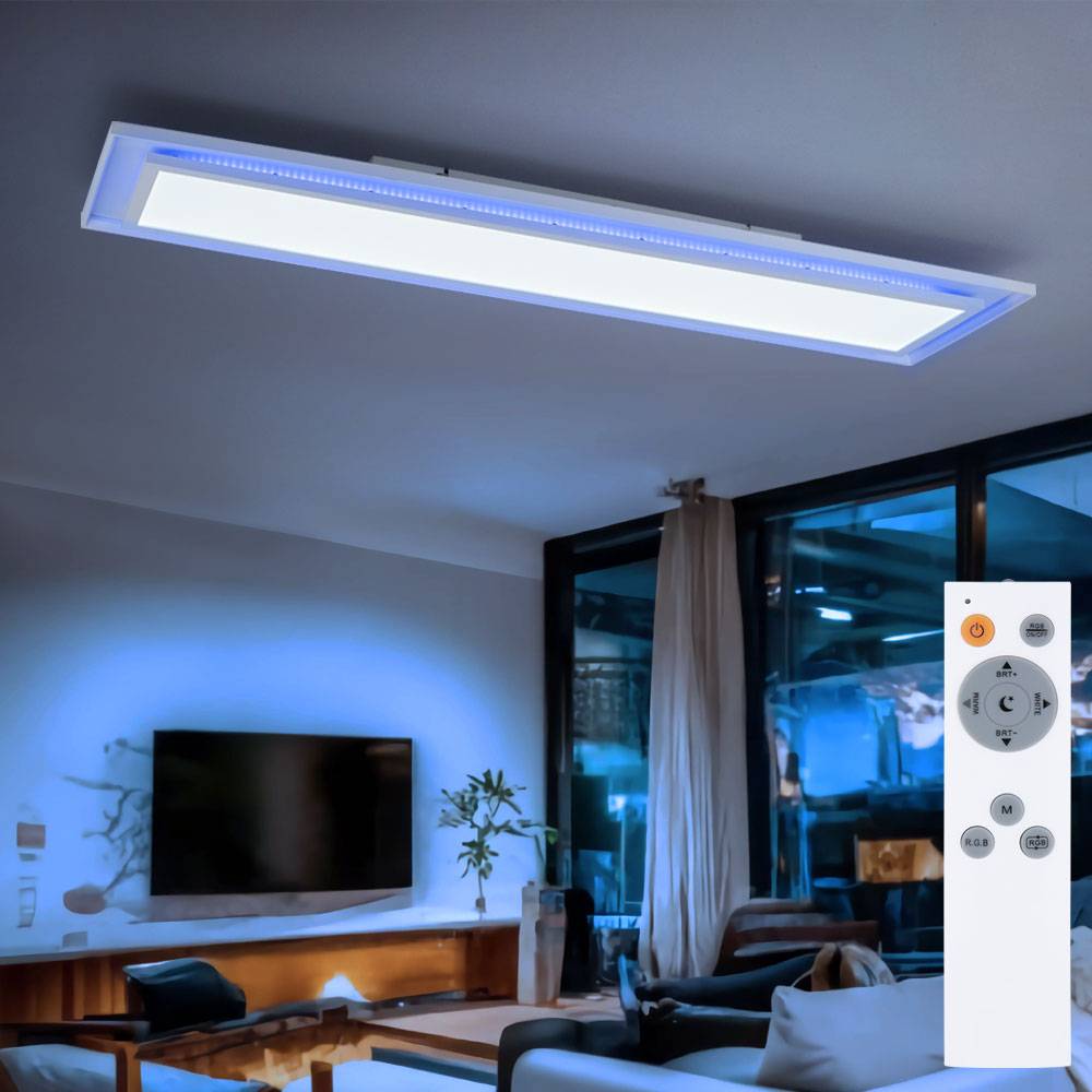 LED Deckenpanel Farbwechsel Deckenleuchte Fernbedienung Deckenlampe Aufbaupanel, CCT, RGB LED 24W 1460lm 2700-6500K, L 85 cm