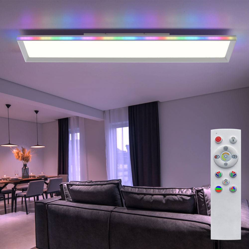 Deckenleuchte Regenbogen Effekt dimmbar Wohnzimmerlampe LED Deckenlampe Farbwechsel LED, mit Fernbedienung, 1x LED 43 W 2300Lm 2700-5000 Kelvin,
