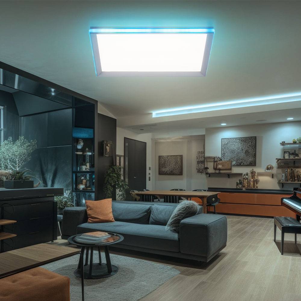 Deckenleuchte Panel Regenbogen Effekt dimmbar Wohnzimmerlampe LED Deckenlampe Farbwechsel LED, mit Fernbedienung, 1x LED 32 W 1400Lm 2700-5000