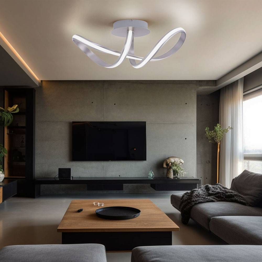 Smart LED Deckenleuchte dimmbar Designleuchte mit Fernbedienung Deckenlampe App RGB Farbwechsel, Metall, 1x 28W 2000lm warmweiß-kaltweiß, LxBxH 64x2