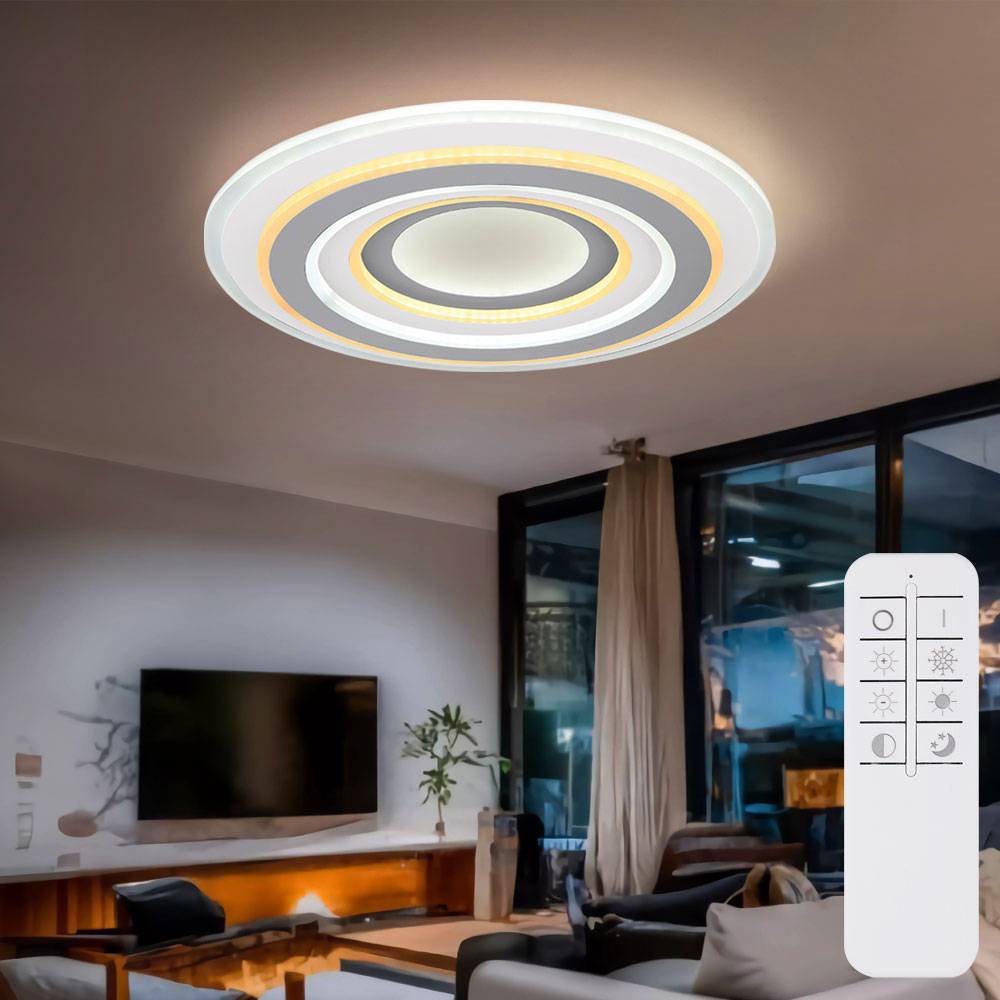 Deckenlampe Deckenleuchte Rundleuchte Metall, weiß, opal, anthrazit, dimmbar, Fernbedienung, CCT Schaltung, 1x LED, 46 Watt 3200 Lumen warmweiß-kalt