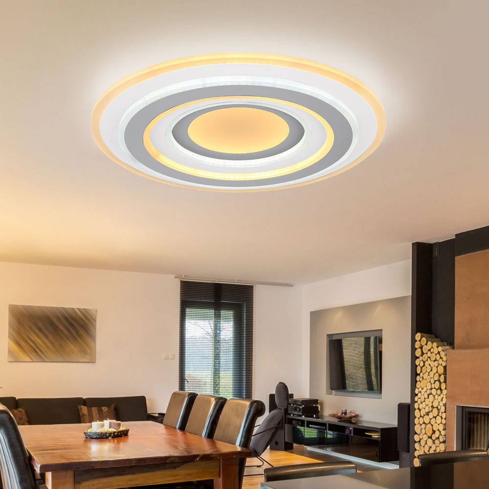 Deckenlampe Deckenleuchte Rundleuchte Metall, weiß, opal, anthrazit, dimmbar, Fernbedienung, CCT Schaltung, 1x LED, 46 Watt 3200 Lumen warmweiß-kalt