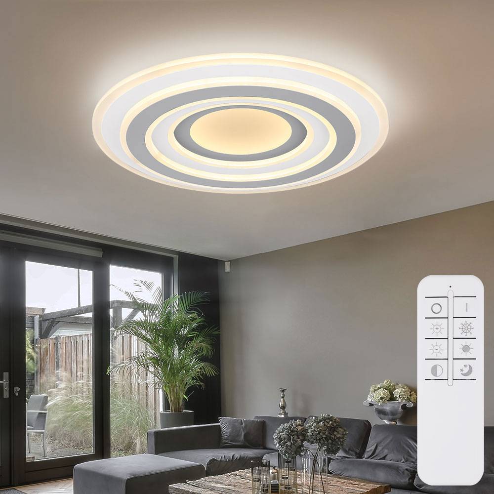 Deckenlampe Deckenleuchte Rundleuchte Metall, weiß, opal, anthrazit, dimmbar, Fernbedienung, CCT Schaltung, 1x LED, 46 Watt 3200 Lumen warmweiß-kalt