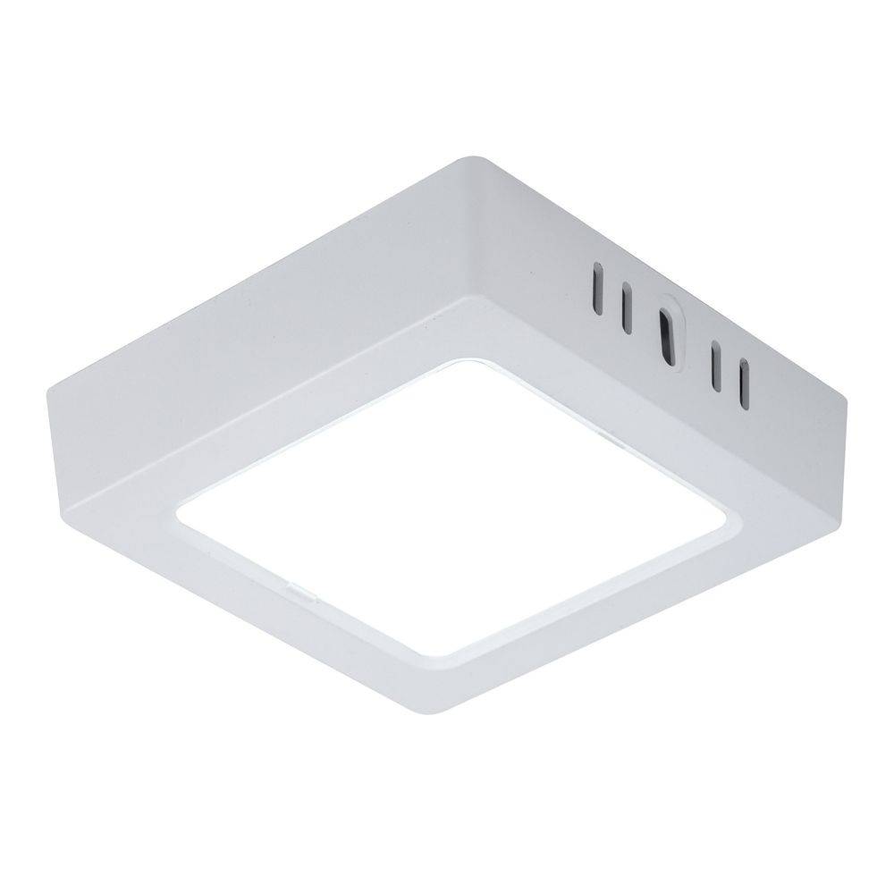 LED Deckenleuchte Wohnzimmerleuchte Flurlampe Aufbau-Panel quadratisch Küchenleuchte, Kunststoff weiß, 6W 660lm 6500K kaltweiß, L 12 cm