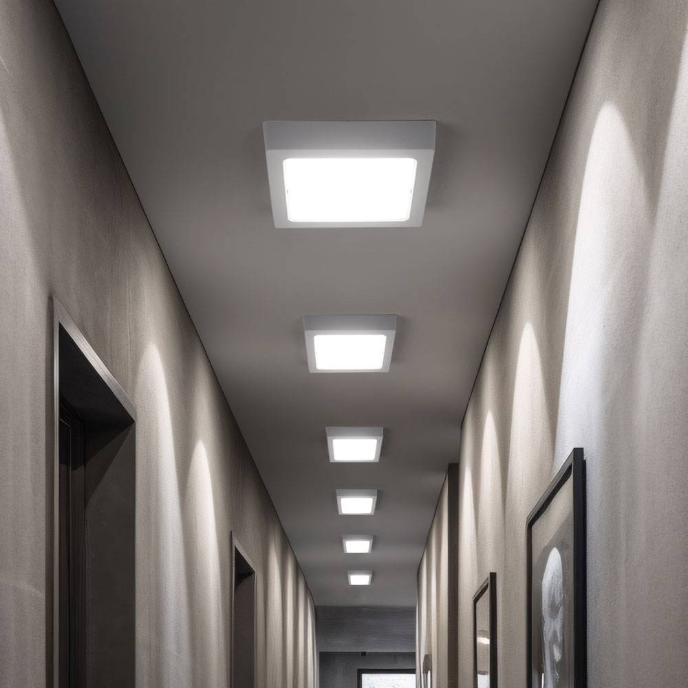 LED Aufbaupanel Deckenlampe Deckenleuchte Wohnzimmerlampe Flurleuchte, Kunststoff weiß quadratisch, 12W 1200lm 3000K warmweiß, L 16,7 cm, 4er Set