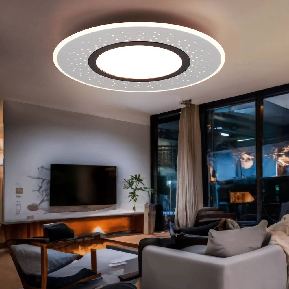 LED Deckenlampe Wohnzimmerlampe Deckenleuchte Esszimmerleuchte, Metall nickel-matt, dimmbar Fernbedienung CCT Memory/-Nachtlicht, 44W 5300lm