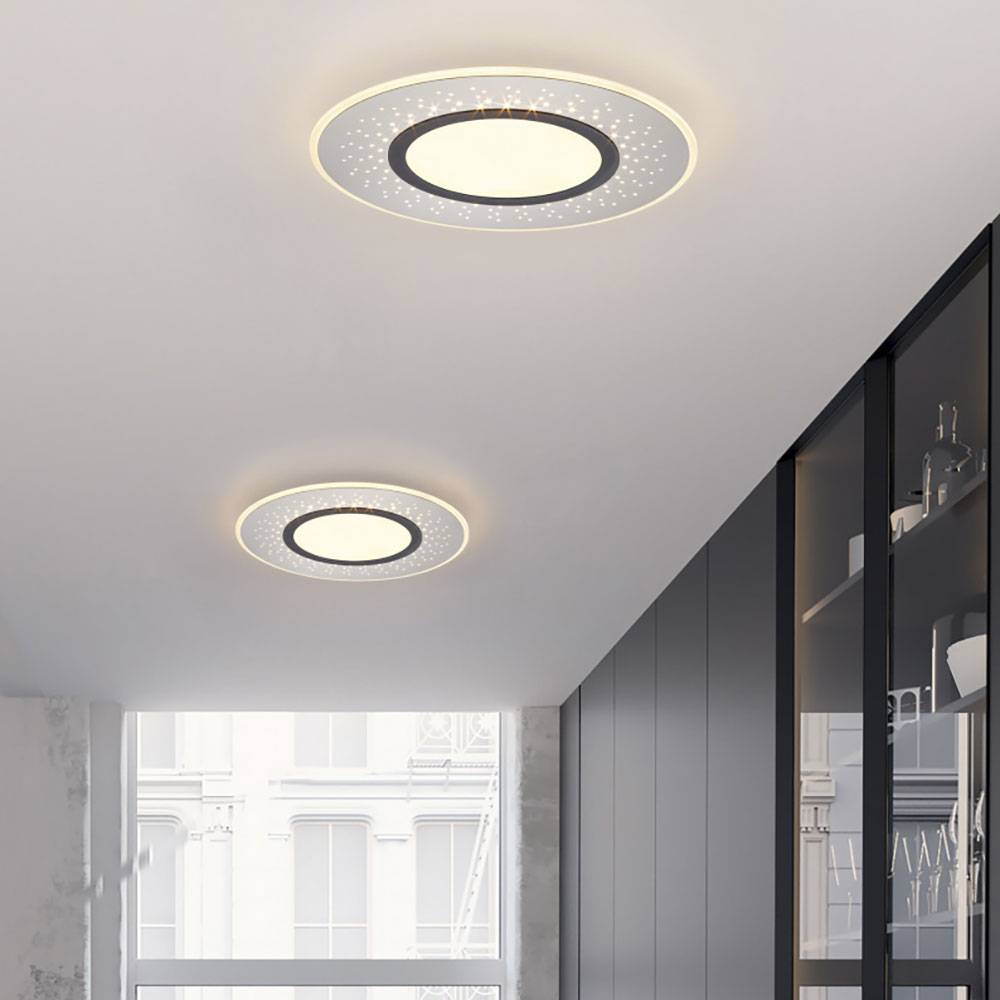 LED Deckenlampe Wohnzimmerlampe Deckenleuchte Esszimmerleuchte, Metall nickel-matt, dimmbar Fernbedienung CCT Memory/-Nachtlicht, 44W 5300lm