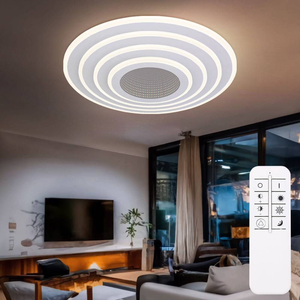 Smart Home Deckenleuchte LED CCT Deckenleuchte Smart Deckenlampe Schlafzimmer, mit Fernbedienung dimmbar, 1x Smart LED 50W 3000-6500 Kelvin, 50 cm