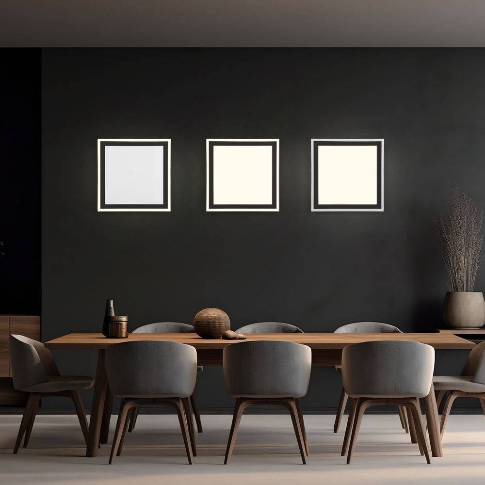 Deckenlampe Wohnzimmerleuchte Deckenleuchte Büroleuchte Aufbaupanel Esszimmerlampe quadratisch, Kunststoff schwarz, getrennt schaltbar, 1x LED