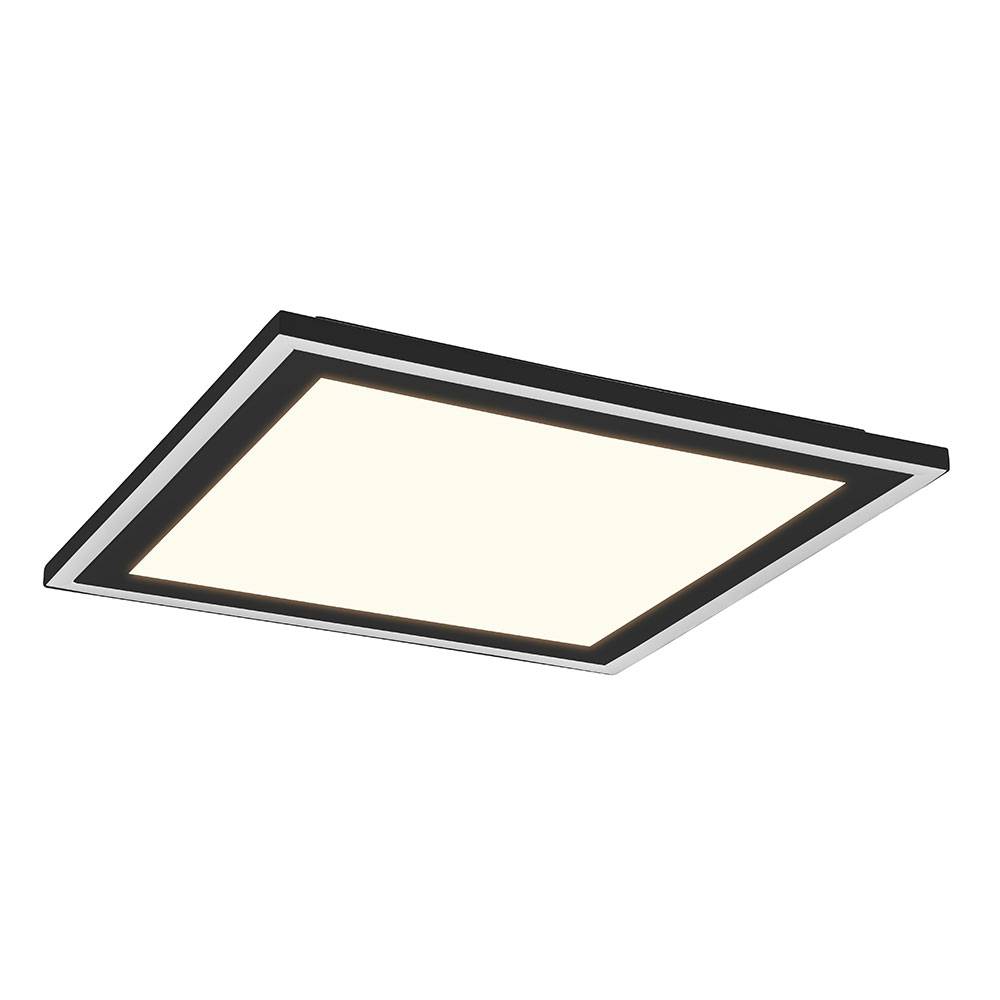 Deckenlampe Wohnzimmerleuchte Deckenleuchte Büroleuchte Aufbaupanel Esszimmerlampe quadratisch, Kunststoff schwarz, getrennt schaltbar, 1x LED