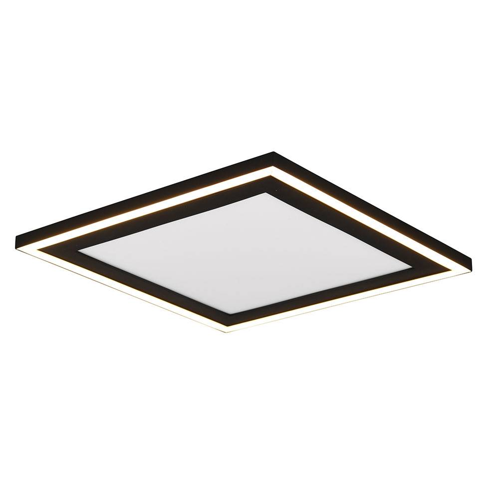 Deckenlampe Wohnzimmer Wandlampe schwarz Deckenleuchte Aufbaupanel quadratisch, Kunststoff, 3 Lichtmodi, LED 1x 16W 1x 8,5W warmweiß, LxBxH 33x33x3