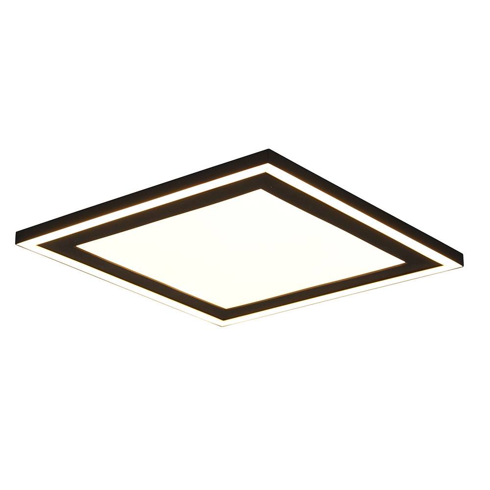 Deckenlampe Wohnzimmer Wandlampe schwarz Deckenleuchte Aufbaupanel quadratisch, Kunststoff, 3 Lichtmodi, LED 1x 16W 1x 8,5W warmweiß, LxBxH 33x33x3