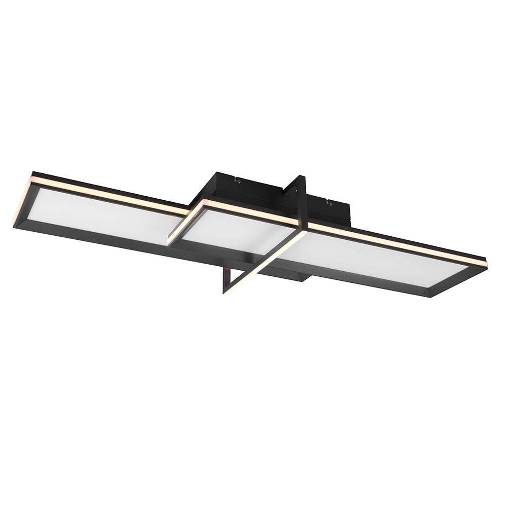 Deckenlampe Deckenleuchte Wohnzimmerlampe Esszimmerleuchte, Metall Aluminium Anthrazit, Memoryfunktion, LED 22W 2600Lm warmweiß 3000K, B 101 cm