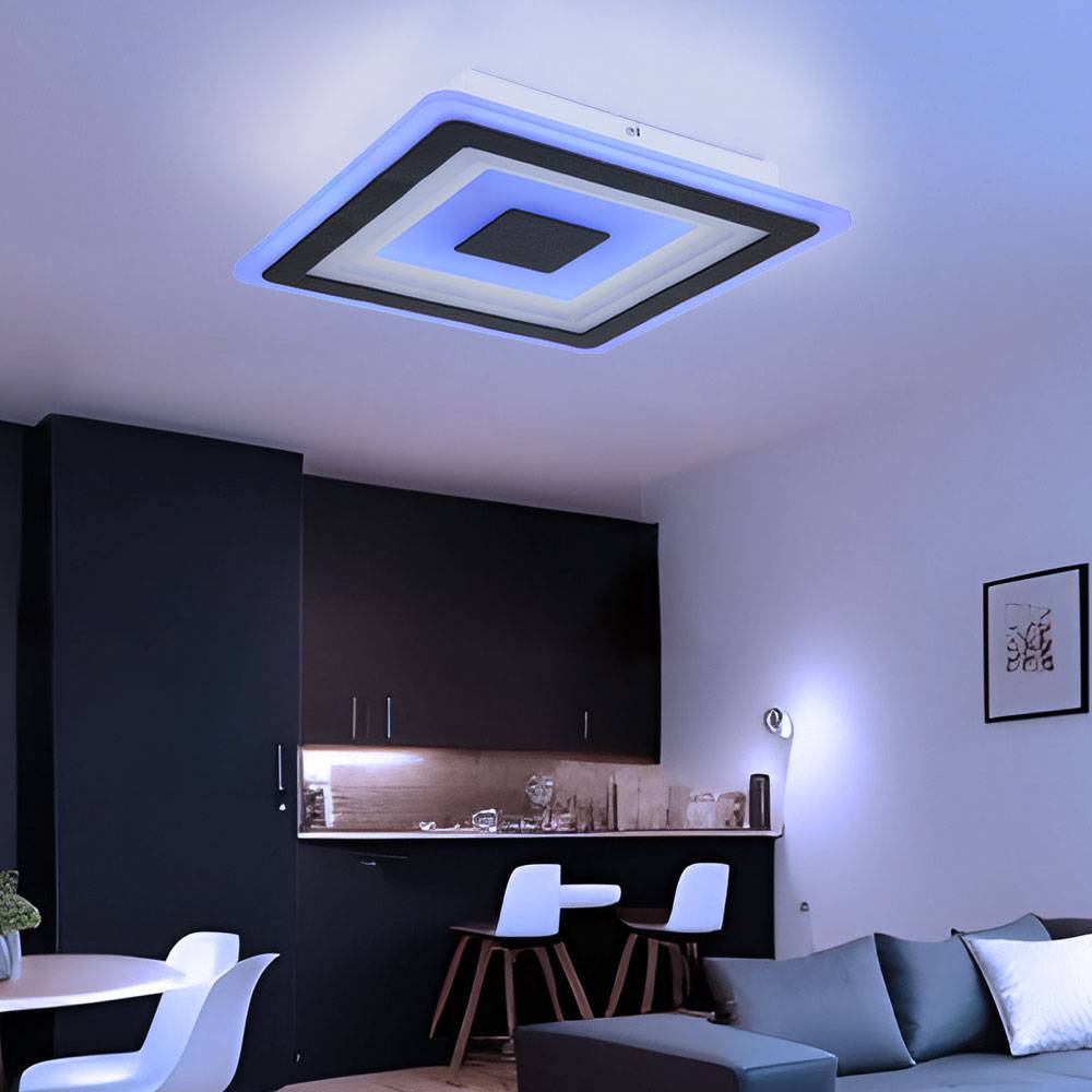 LED Deckenlampe Wohnzimmerleuchte Esszimmerleuchte, Metall Acryl weiß, dimmbar Fernbedienung App-/Sprachsteuerung Smart RGB CCT Memory, 34W 1700Lm