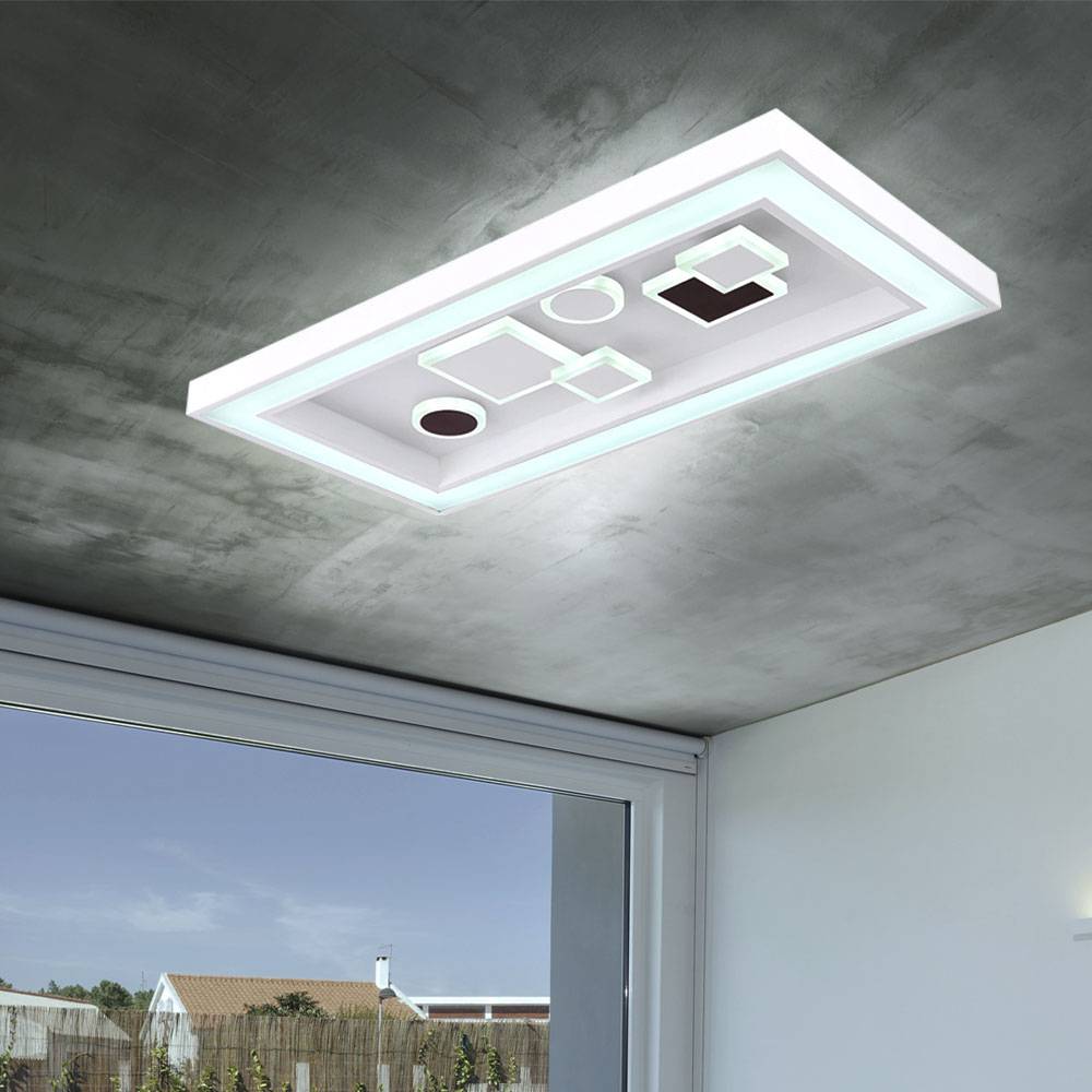 LED Deckenleuchte dimmbar Deckenlampe Fernbedienung Deckenleuchte Wohnzimmer Modern, CCT, Switch Dimmer, 1x LED 36W 1900Lm, LxBxH 60x30x7 cm