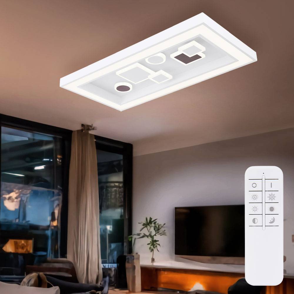 LED Deckenleuchte dimmbar Deckenlampe Fernbedienung Deckenleuchte Wohnzimmer Modern, CCT, Switch Dimmer, 1x LED 36W 1900Lm, LxBxH 60x30x7 cm
