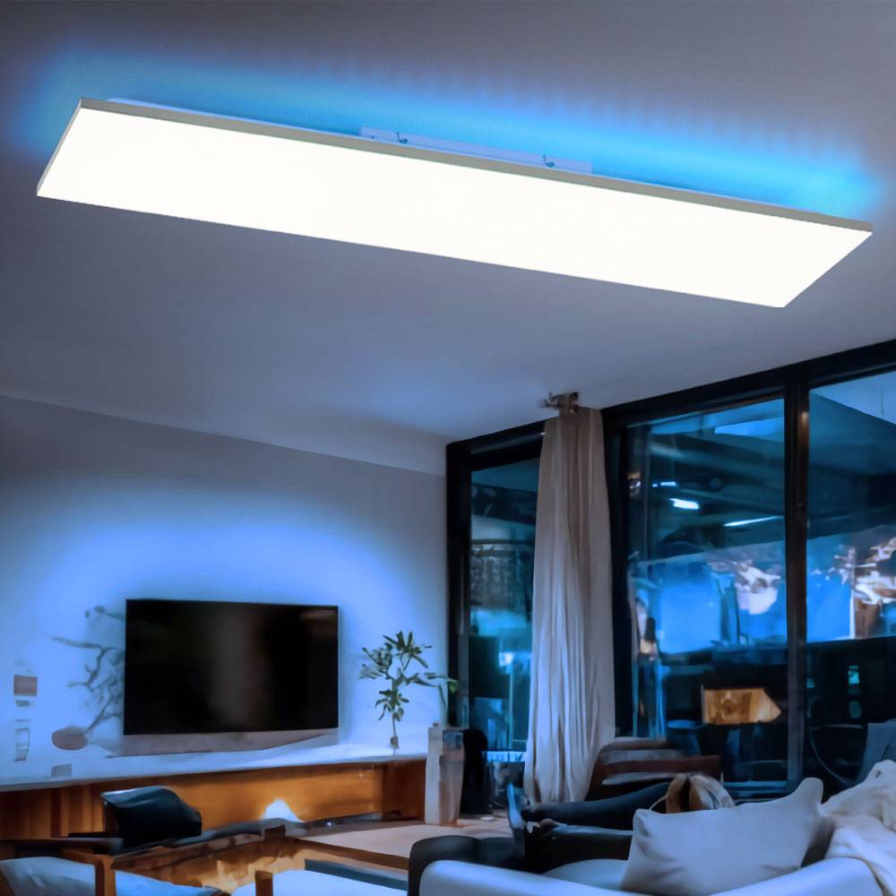 Deckenlampe dimmbar Wohnzimmerleuchte LED Panel Schlafzimmer Fernbedienung, CCT Backlight Timer Memory, RGB LED 35W 2350lm 2700-5000K, LxBxH