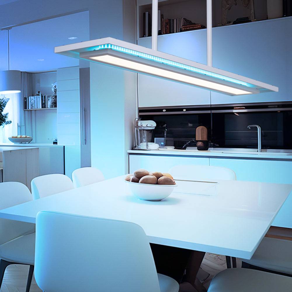 LED Hängeleuchte Pendellampe Wohnzimmerleuchte Esszimmerlampe, Metall Acryl weiß, RGB Farbwechsel dimmbar Fernbedienung CCT Memory-/Nachtlicht, 24W
