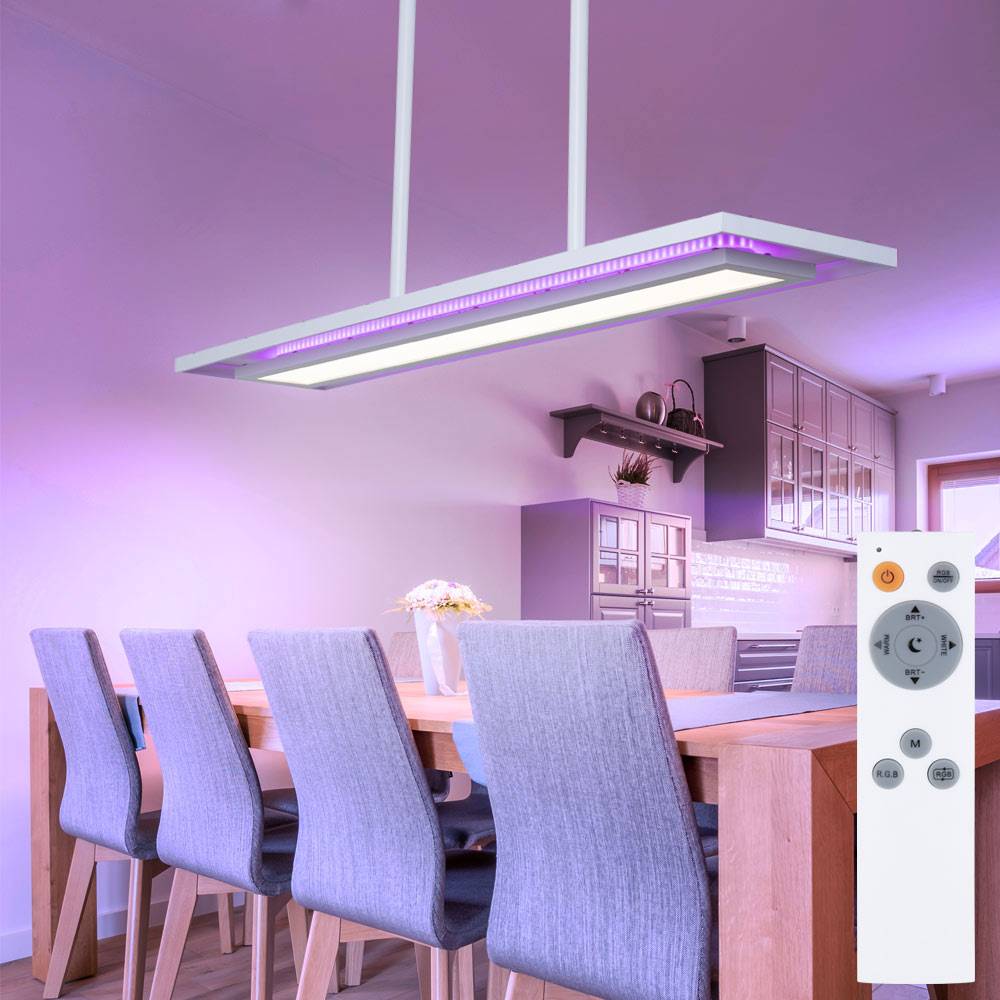 LED Hängeleuchte Pendellampe Wohnzimmerleuchte Esszimmerlampe, Metall Acryl weiß, RGB Farbwechsel dimmbar Fernbedienung CCT Memory-/Nachtlicht, 24W