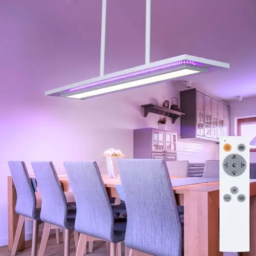 LED Hängeleuchte Pendellampe Wohnzimmerleuchte Esszimmerlampe, Metall Acryl weiß, RGB Farbwechsel dimmbar Fernbedienung CCT Memory-/Nachtlicht, 24W LED Hängeleuchte Pendellampe Wohnzimmerleuchte Esszimmerlampe, Metall Acryl weiß, RGB Farbwechsel dimmbar Fernbedienung CCT Memory-/Nachtlicht, 24W