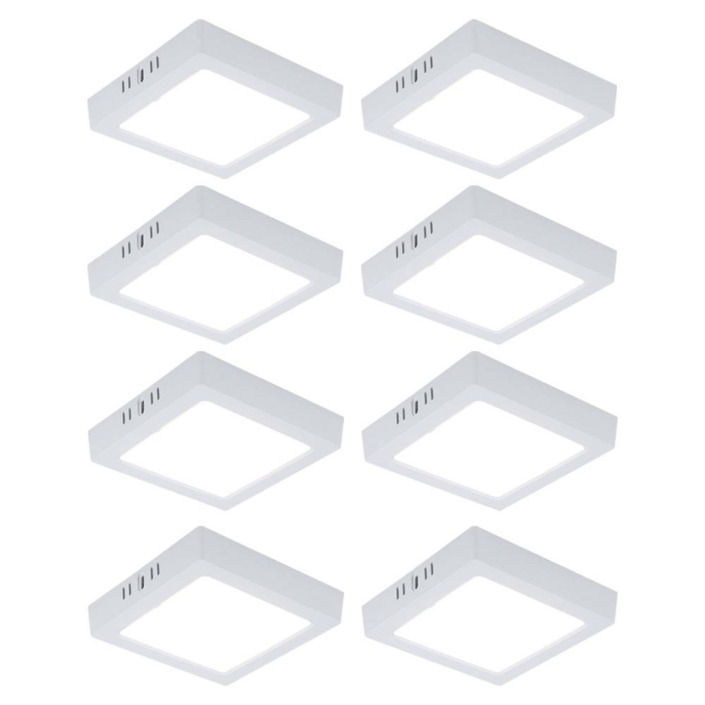 LED Aufbaupanel Deckenlampe Deckenleuchte Wohnzimmerlampe Flurleuchte, Kunststoff weiß quadratisch, 12W 1200lm 3000K warmweiß, L 16,7 cm, 8er Set